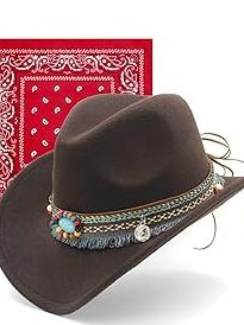 cowboyhat-coffee-58-tassel-bandanna-red